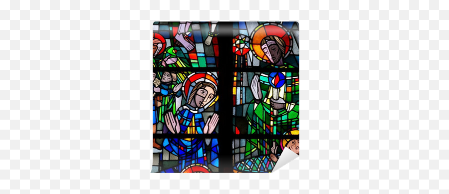 Wall Mural Nativity Birth Of Jesus In Stained Glass - Pixersus Jesus Birth Stained Glass Png,Jesus Sinai Icon