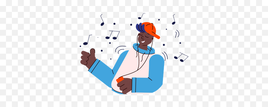 Best Premium African American Man Listening Music From Cloud - Listening To Music Illustration Png,Listen To Music Icon