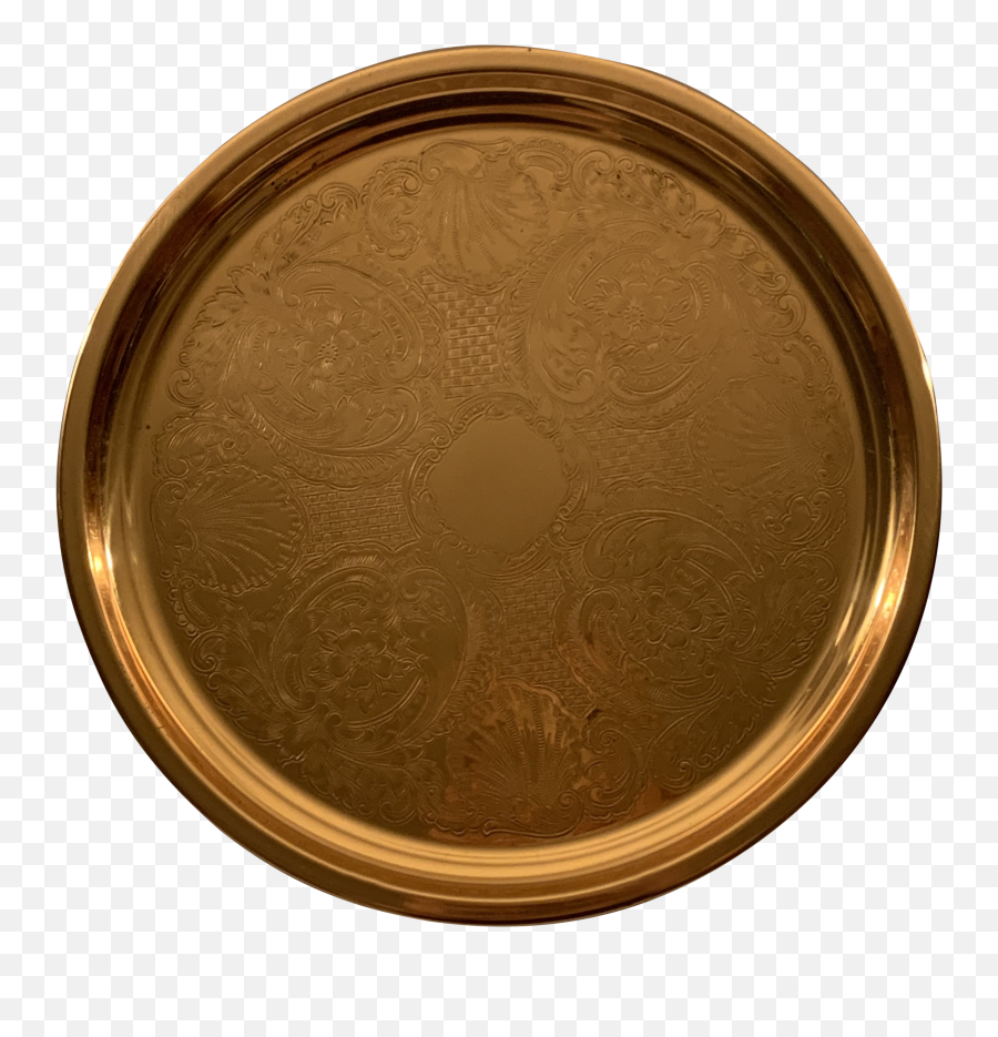 Vintage Copper Colored Metal Plate Tray - Circle Png,Metal Plate Png