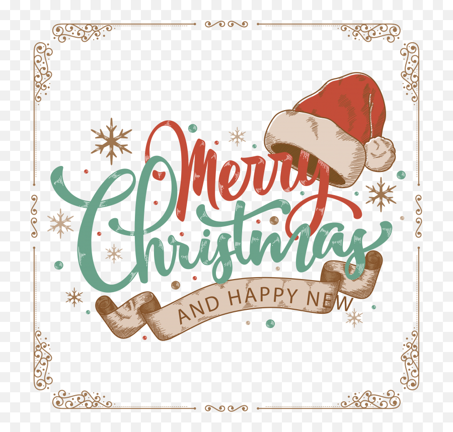 Merry Christmas Text Png With Hat - Png 465 Free Png Merry Christmas And Happy New Year 2019,Xmas Hat Png