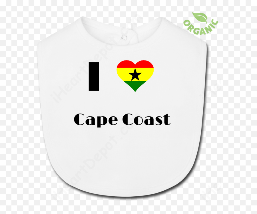 I Love Cape Coast Ghana Flag Organic Baby Bib - T Shirt Png,Ghana Flag Png
