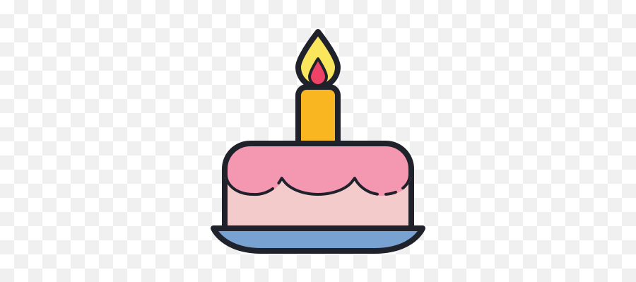 Birthday Cake Icon In Color Hand Drawn Style - Birthday Cake Icon Small Png,Birthday Candle Icon