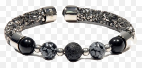 Volcanic Jewelry - Obsidian Snowflake Bracelet Png,Rhinestone Png