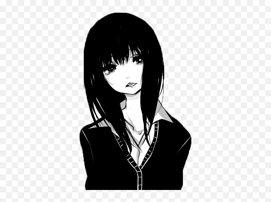 Sad Anime Girl Png 5 Image - Black Haired Anime Girl,Sad Girl Png