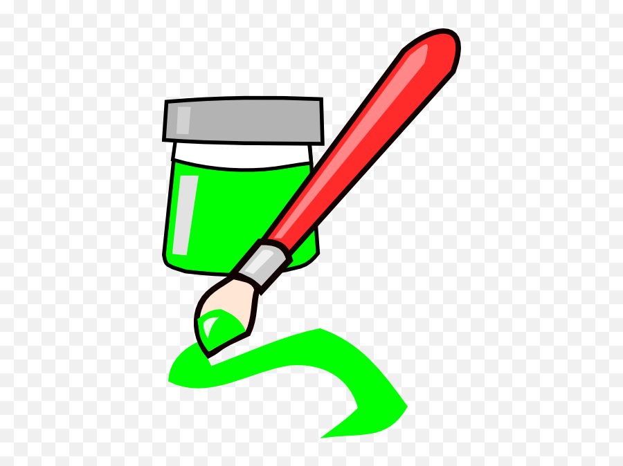 Green Paint Clip Art - Vector Clip Art Online Yellow Paint Brush Clipart Png,Paint Brush Clip Art Png
