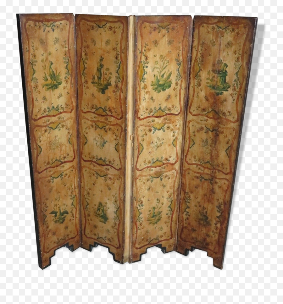 4 Leaf Screen Italian Hand - Painted Wood Brown Worn Classic Ftz8w0t Cupboard Png,Italian Hand Png