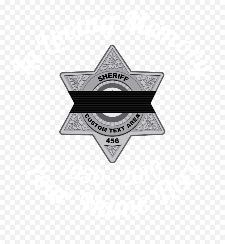 Download Silver Sheriff Badge With Black Band In Loving - Emblem Png,Sheriff Badge Png