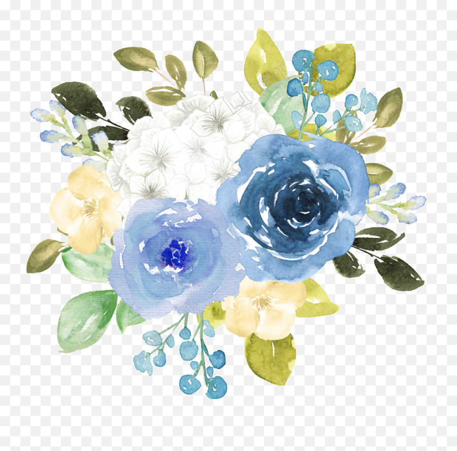 Watercolor Flower Png Transparent - Blue Watercolor Flowers Transparent Background,Watercolor Flower Png