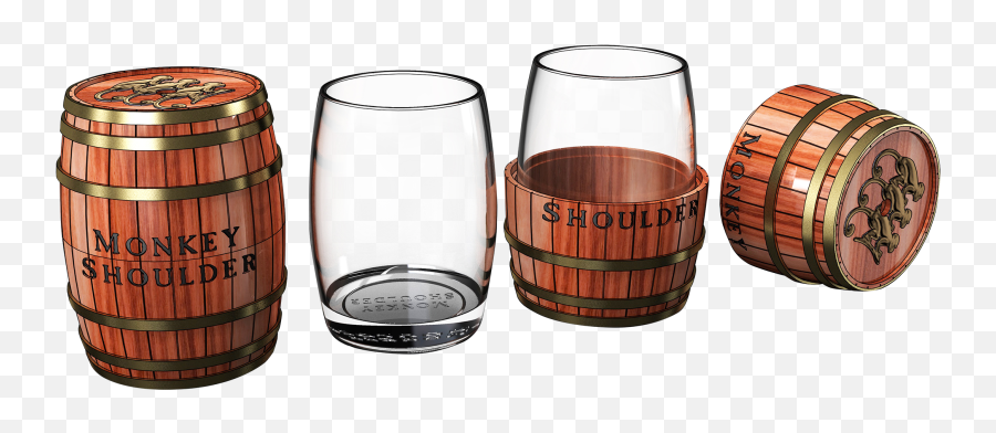 Download Hd Monkey Shoulder Barrel Glass Concept Whiskey - Barware Png,Whiskey Glass Png