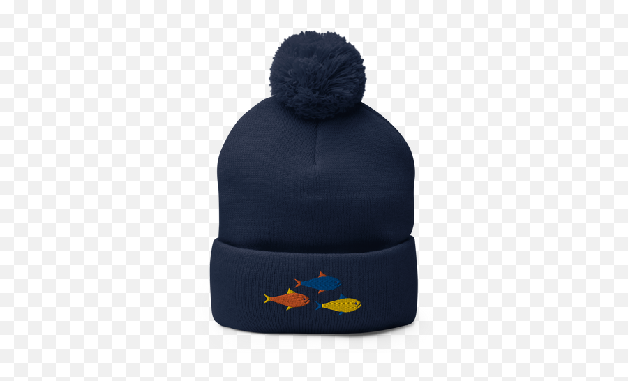 Fish Icon Embroidered Pom - Pom Beanie U2013 Philly Seaport Gift Shop Beanie Png,Seafood Icon