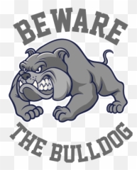 Printed Vinyl Beware The Bulldog Attack Sign Stickers Factory - Australian Bulldog Png,Bulldog Transparent Background