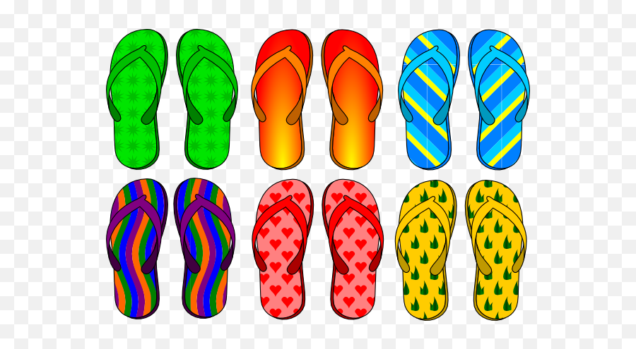 Colorful Flip Flops Clip Art - Vector Clip Art Flip Flops Png,Flip Flops Png