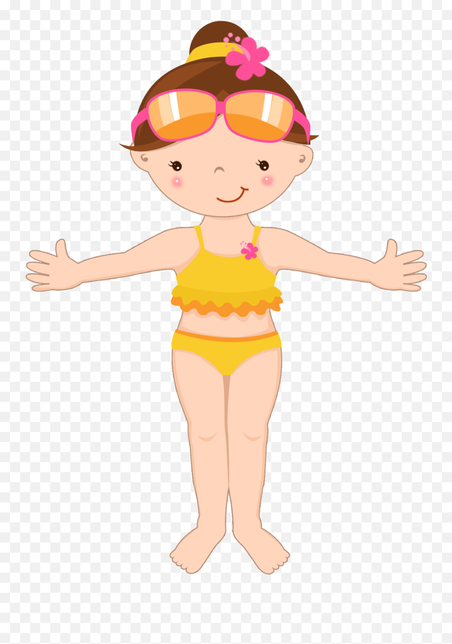 Enjoying The Beach Clipart - Pool Party Cait Png Full Size Girl In Bathing Suit Clipart,Beach Clipart Transparent Background