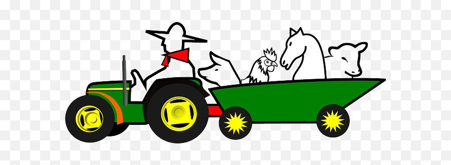 Download Farmer Animals Car Farm Green Horse Tractor - Tracteur Clipart Animaux Png,Moving Png