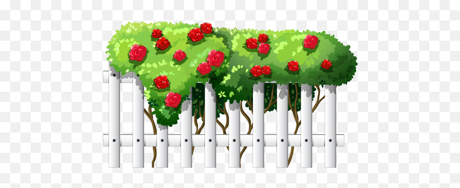 White Fence With Roses Png Clipart Christmas Ornaments - Rose Bush Fence Clipart,White Picket Fence Png