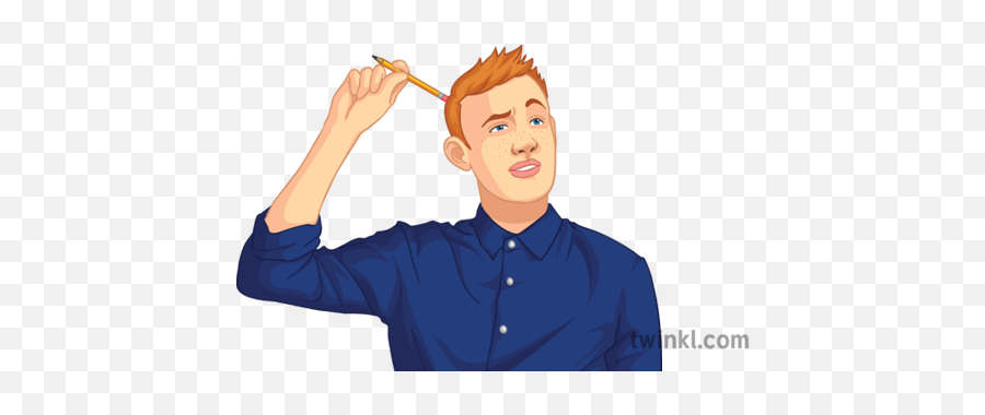 Student Scratching Head Confused Pencil Boy People General - Confused Person With Pencil Png,Confused Png