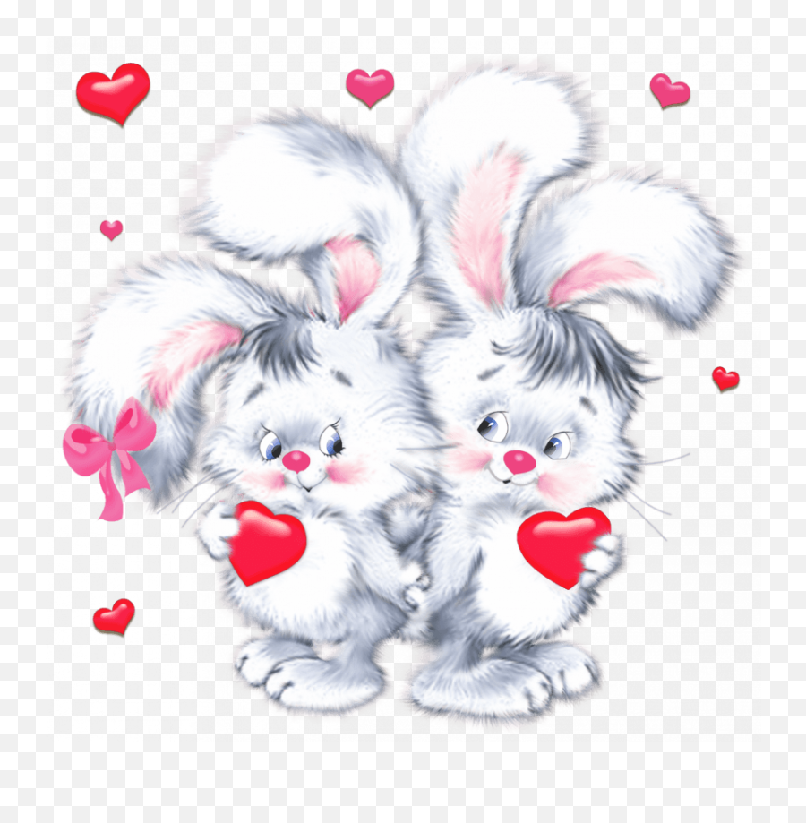 Bunnies With Heart Png Clipart Image - Velentineu0027s Day Png Portable Network Graphics,Bunnies Png