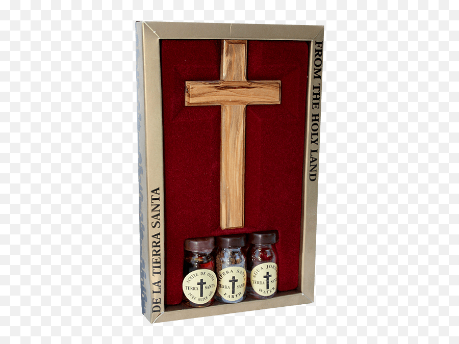Olive Wood Cross With 3 Holy Land Elements - Cross Png,Wood Cross Png