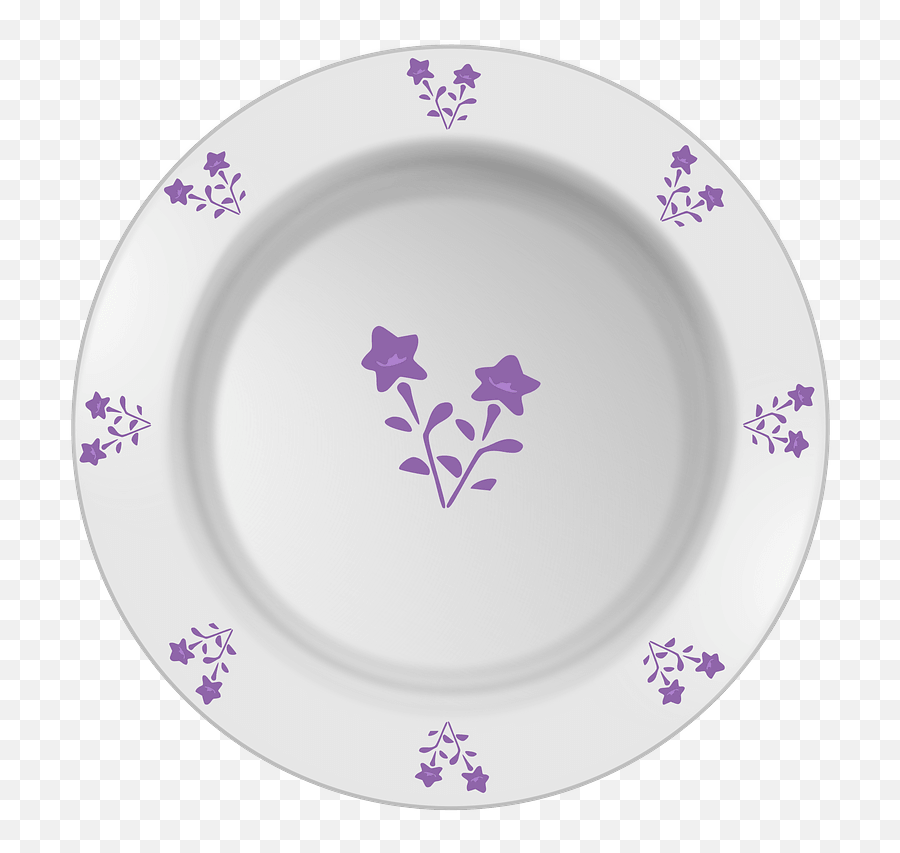 Plate With Purple Flower Pattern Clipart Free Download - Plate Clipart Public Domain Png,Flower Pattern Transparent