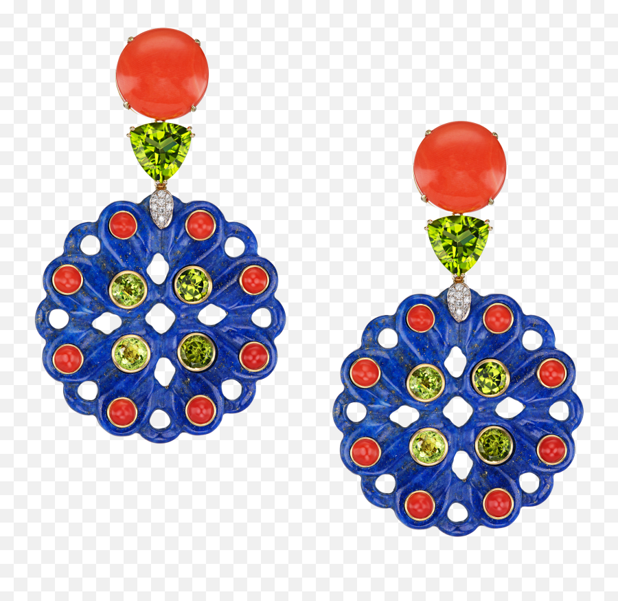 Pair Of Lapis Coral Peridot And Earring Sothebyu0027s - Dot Png,Peridot Icon