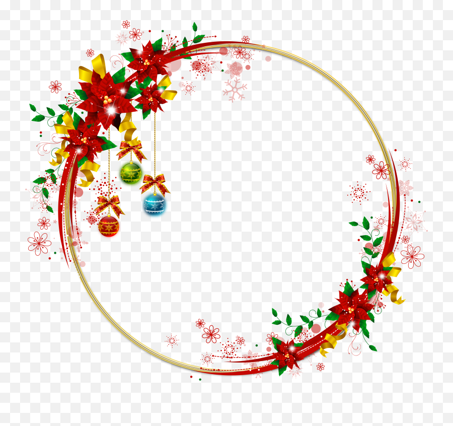 Download Free Png Round Transparent Gold Christmas Photo - Christmas Frame Circle Png,Poinsettia Png