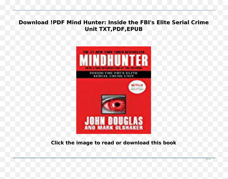 Download Pdf Mind Hunter Inside The Fbiu0027s Elite Serial - Carmine Png,Fbi Png