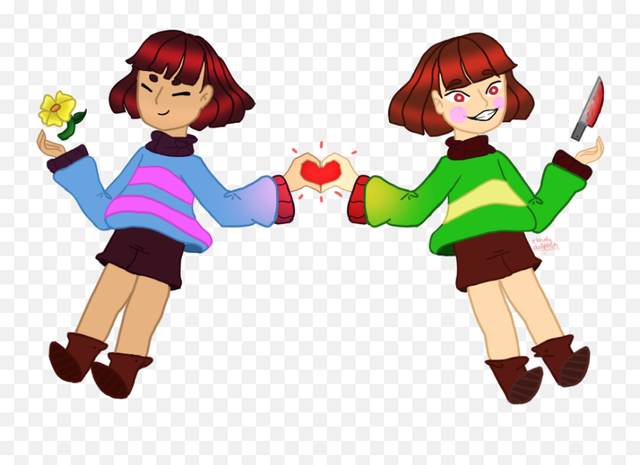 Frisk Y Chara Love Or Dead By Cloudy Dolphin - Cartoon Cartoon Png,Frisk Png