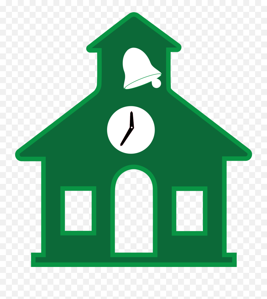 Decorative Image Of Green Schoolhouse With Bell And - School Clipart Schoolhouse Png,Schoolhouse Png