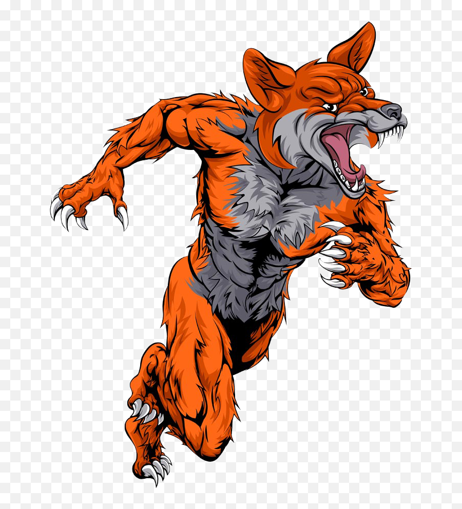 Mascot Fox Graphic Design Illustration - Running Werewolf Fox Graphic Png,Werewolf Png
