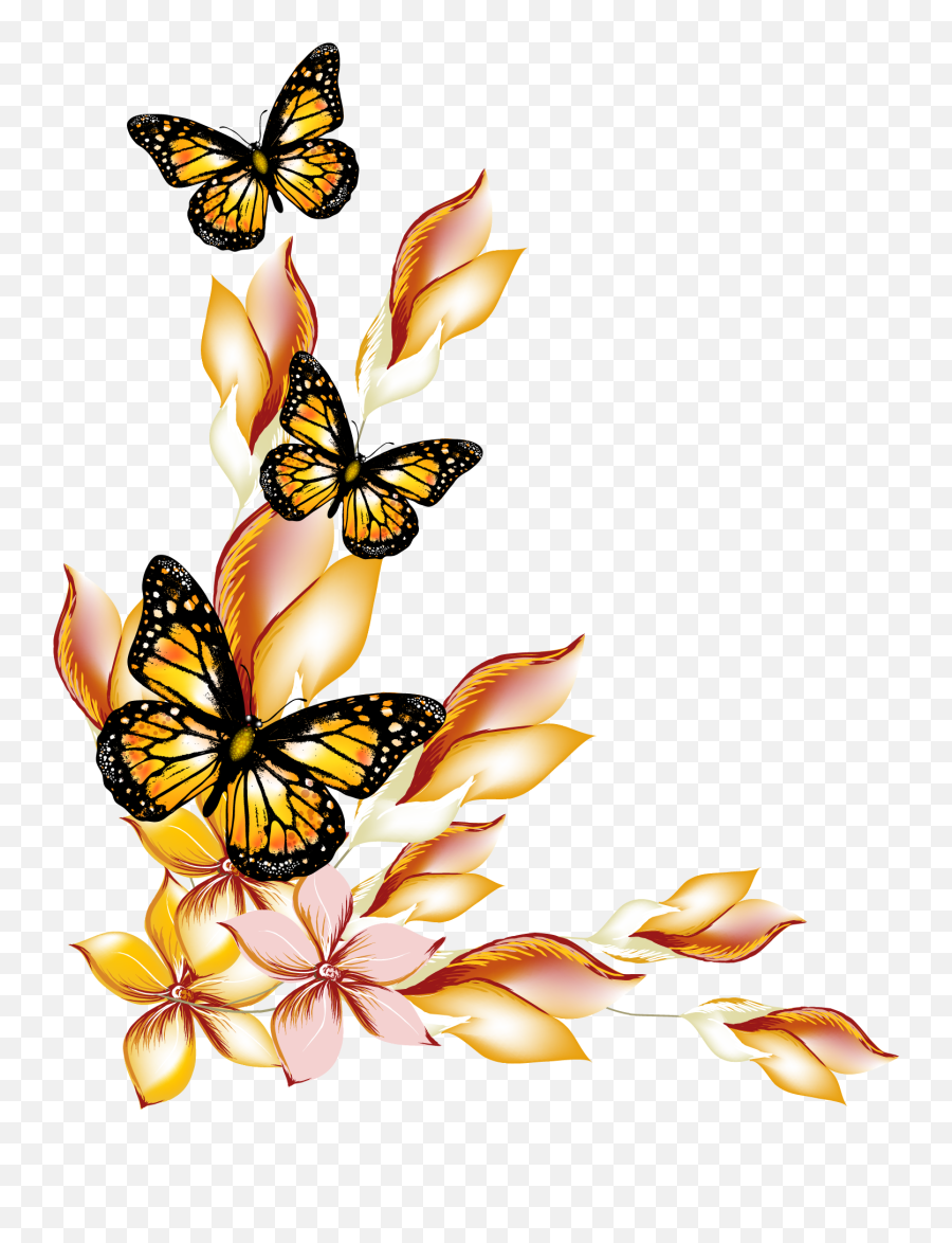 Download Free Butterfly And Flower Butterflies Vector - Butterfly Page Border Design Png,Flower Icon Png
