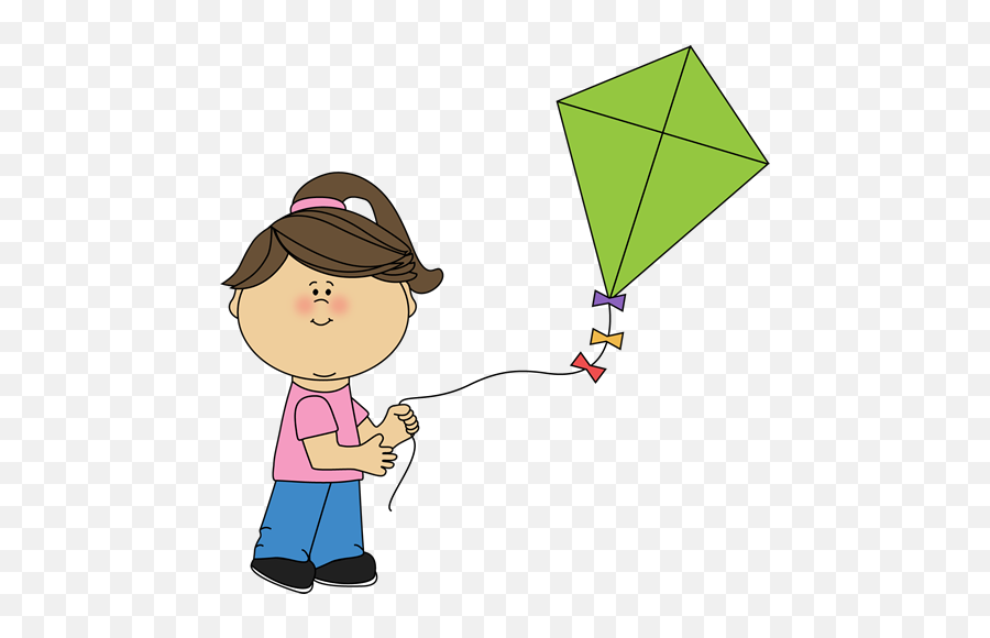 Girl Flying A Kite Clip Art - Girl Flying A Kite Image Girl Flying A Kite Clipart Png,Kite Transparent Background