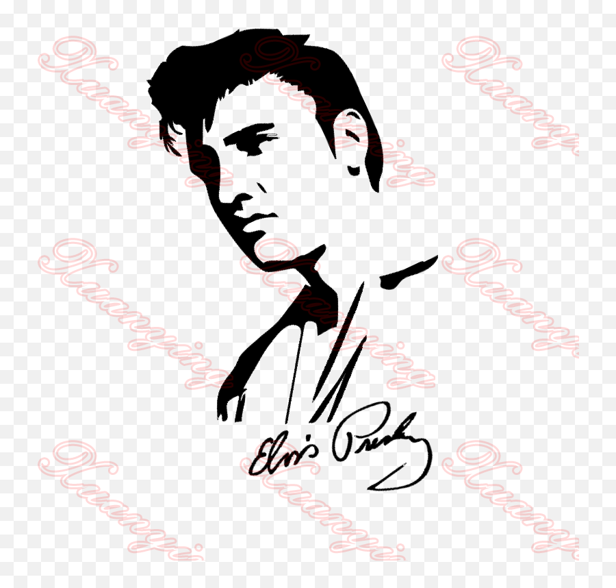 Elvis Presley Face Signature Vinyl Decal Wall Sticker Art - Elvis Presley Silhouette Png,Elvis Presley Png
