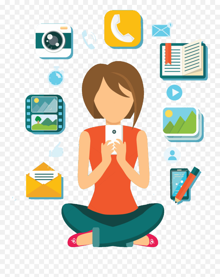 Stock Vector Woman User Smartphone Design Flat Computer - Mobile Phone User Png,Smartphone Icon Transparent