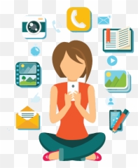 Stock Vector Woman User Smartphone Design Flat Computer - Mobile Phone Png