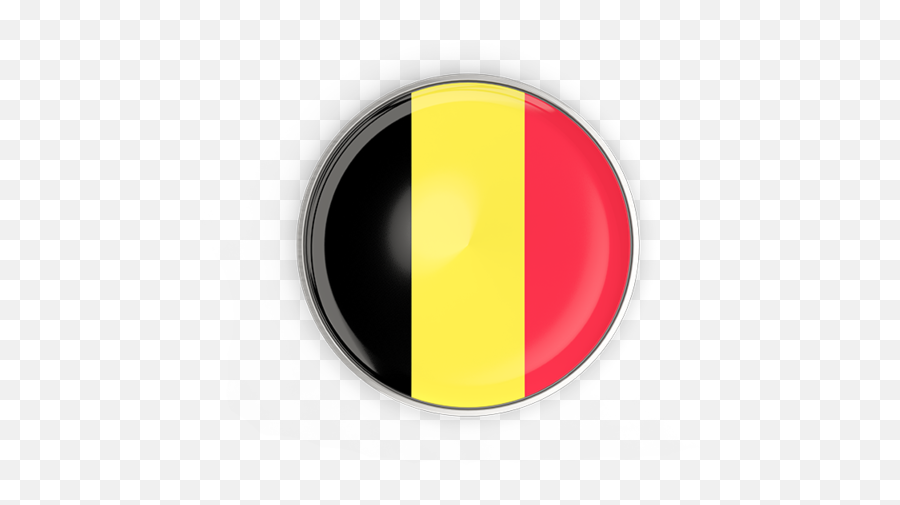 Round Button With Metal Frame - Belgium Round Flag Png,Belgium Flag Png