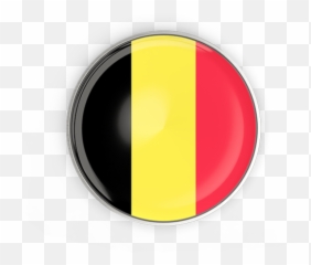 Round Button With Metal Frame - Belgium Round Flag Png,Belgium Flag Png