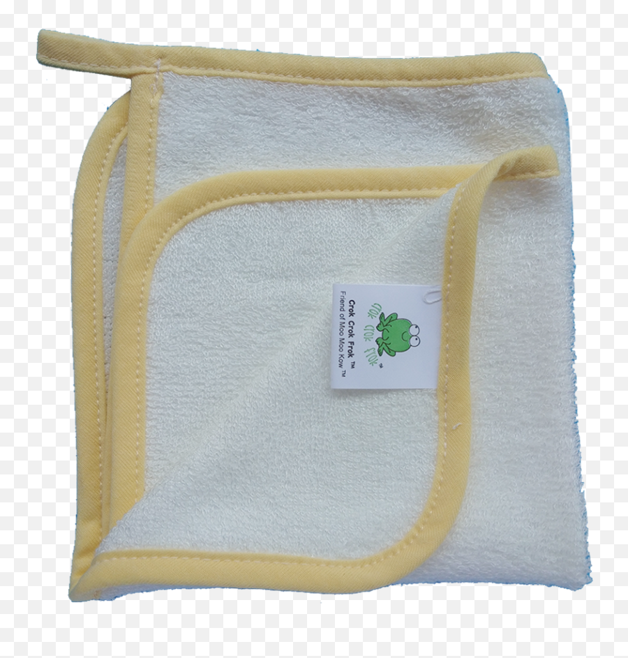 Crokcrokfrok Bamboo Wash Cloth - White With Yellow Border Stitch Png,Yellow Border Png