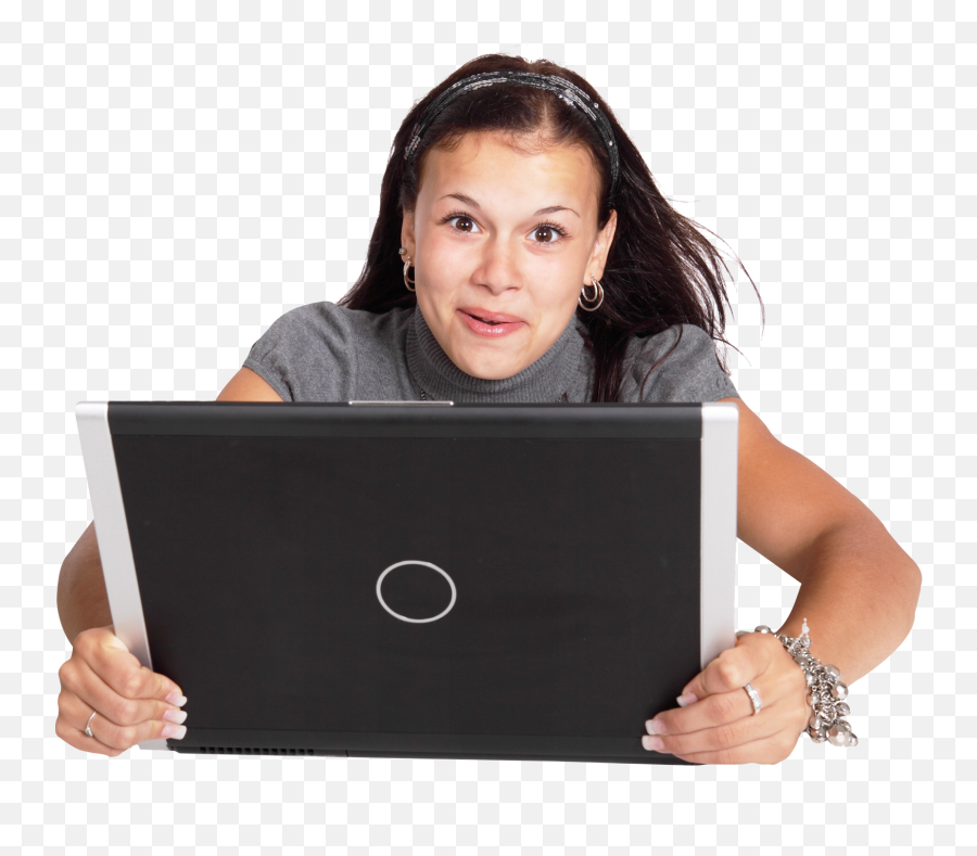 Excited Woman Using Laptop Png Image - Laptop,Excited Png