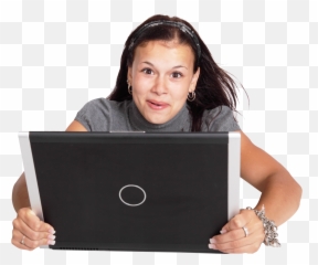 Excited Woman Using Laptop Png Image - Laptop,Excited Png