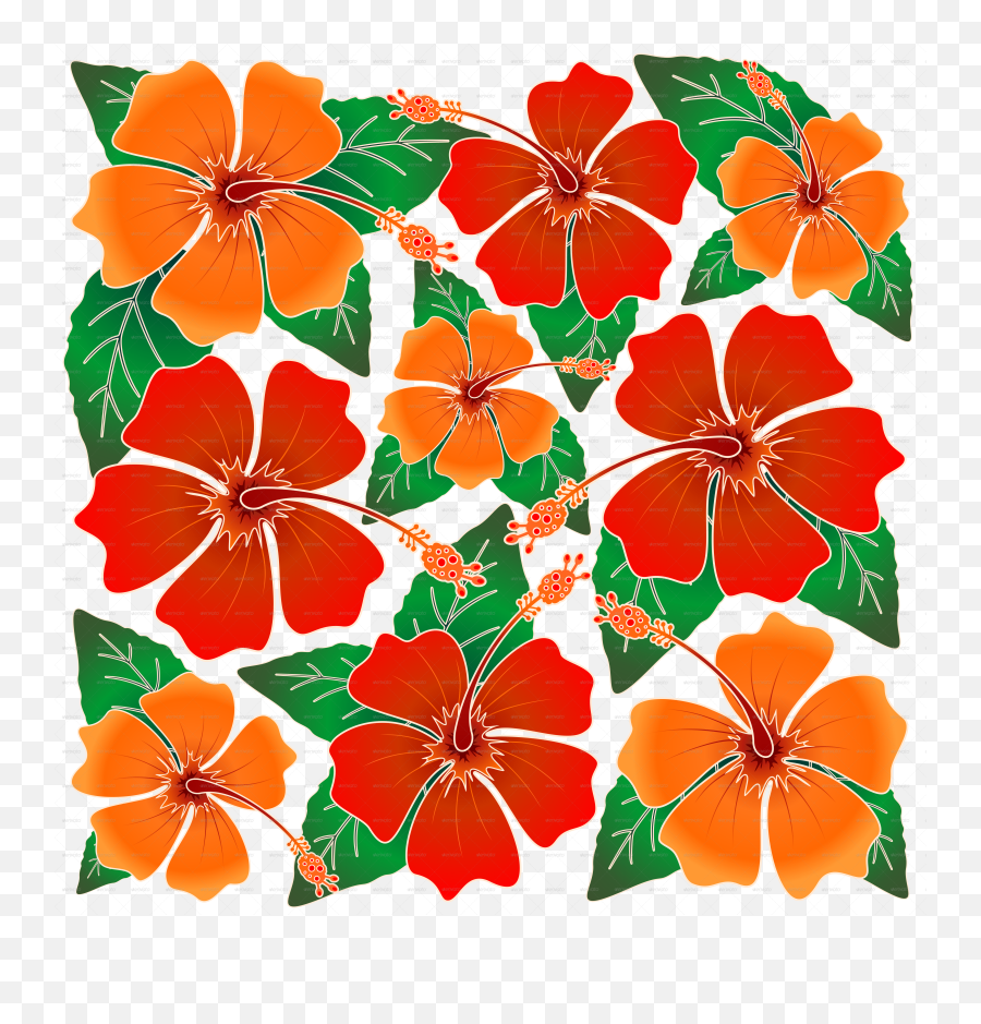 Hibiscus Batik Pattern - Batik Hibiscus Png,Hibiscus Png