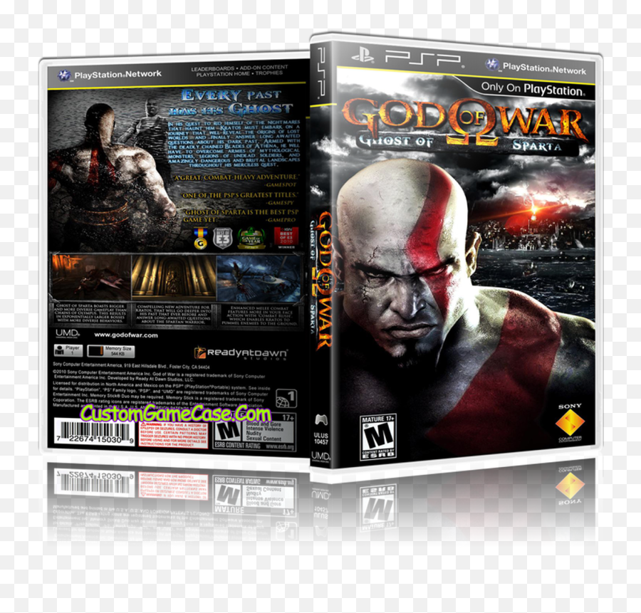 God Of War Ghost Sparta - Sony Playstation Portable Psp Empty Custom Replacement Case God Of War Ghost Of Sparta Psp Cover Png,God Of War Transparent