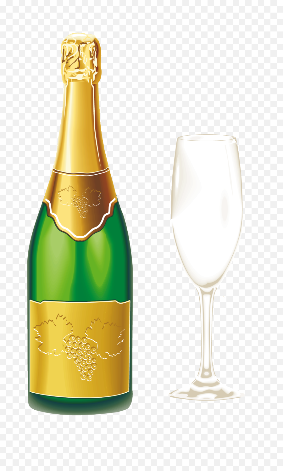 Champagne With Glass Png - Champagne Bottle And Glass Png,Wine Clipart Png