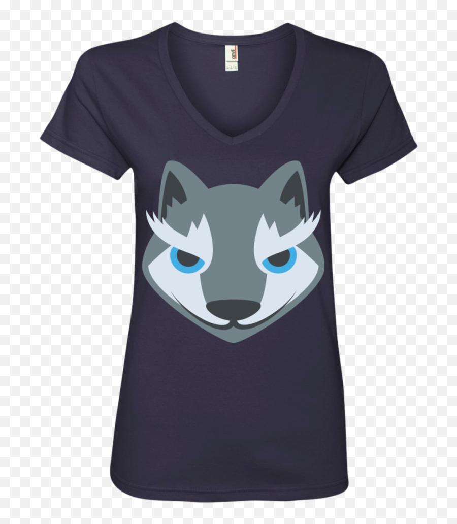 Wolf Face Emoji Ladiesu0027 V - Neck Tshirt U2013 That Merch Store Png,Wolf Face Png