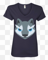 Wolf Face Emoji Ladiesu0027 V - Neck Tshirt U2013 That Merch Store Png,Wolf Face Png