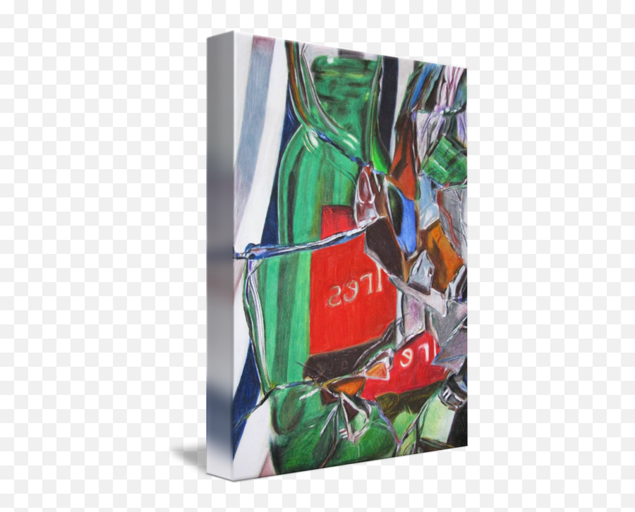 Green Bottle In Broken Mirror By Laura Dunce - Modern Art Png,Broken Bottle Png