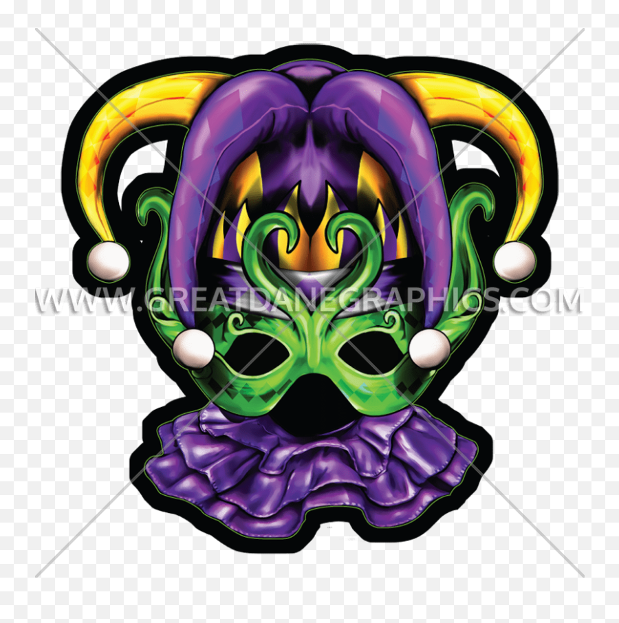 Mardi Gras Jester Mask Production Ready Artwork For T - Mardigras Design For Tshirt Printing Png,Mardi Gras Mask Png