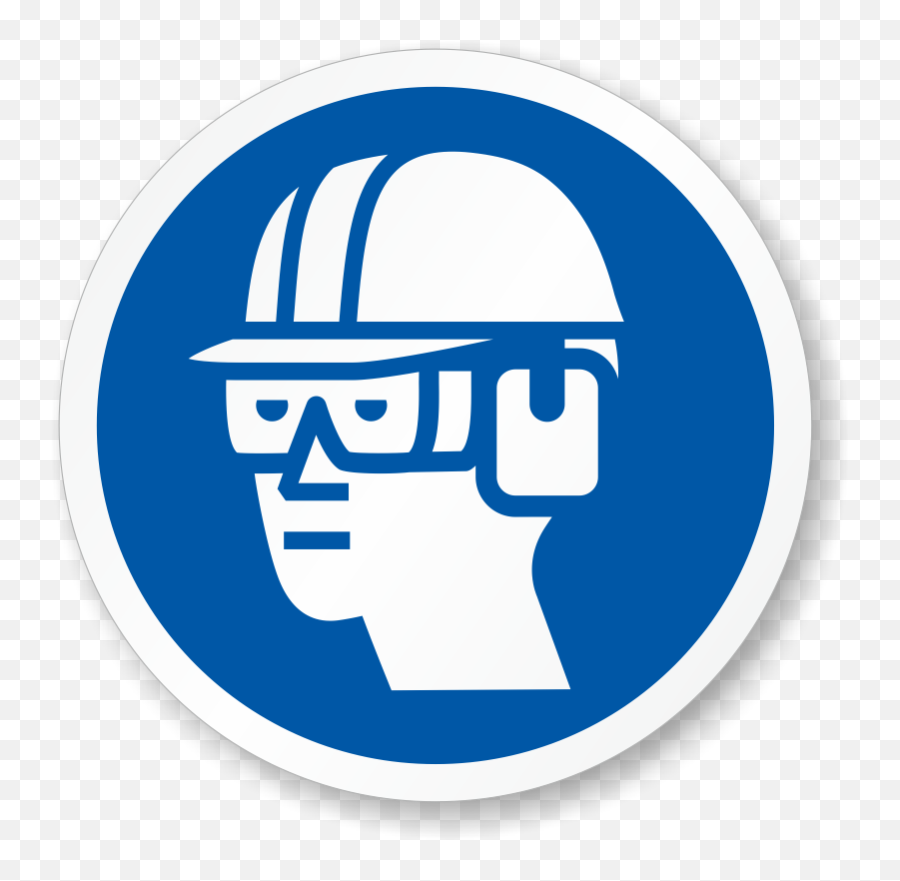Ear Icon Png - Hard Hat Goggles Ear Muffs Iso Mandatory Wear Eye Protection Signs,Ear Icon Png