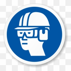 Ear Icon Png - Hard Hat Goggles Ear Muffs Iso Mandatory Wear Eye Protection Signs