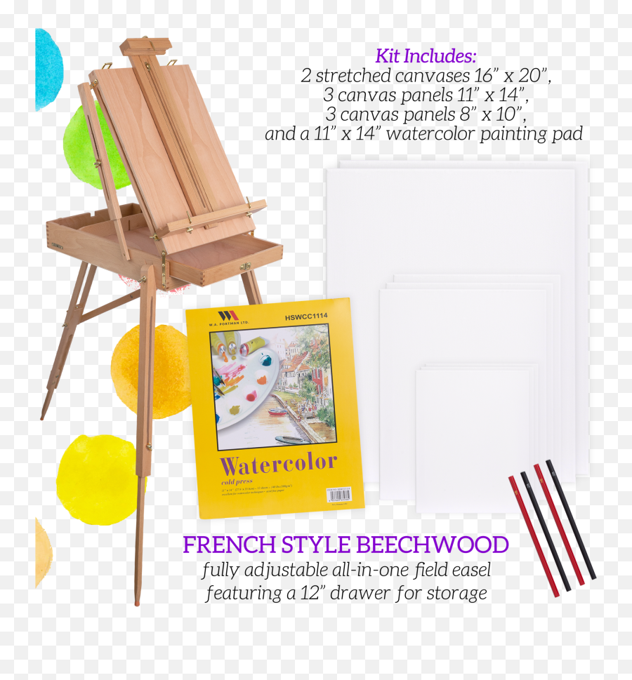 121 Pc Easel Kit - Includes Acrylic Paint Oil Paint Watercolor Paint Canvas Brushes And More Professional Painting Tools Png,Easel Png