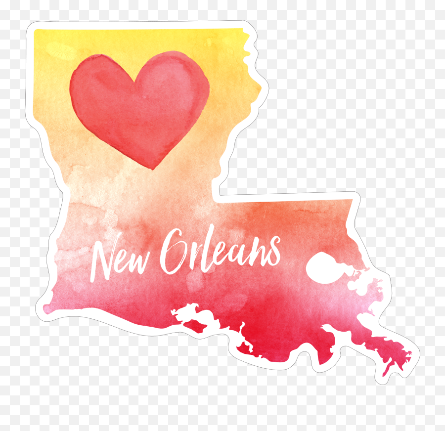 2732 - Watercolor Heart Louisiana Louisiana Map With Color Png,Watercolor Heart Png